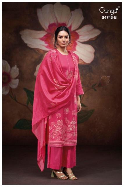 Ganga brivi 4743 cotton satin dye and tye dress material wholesale